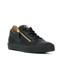 schwarze Leder niedrige Sneakers von Giuseppe Zanotti Design