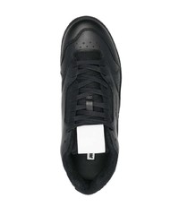 schwarze Leder niedrige Sneakers von Jil Sander