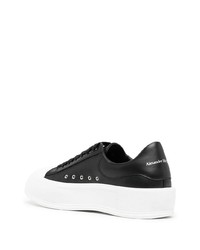 schwarze Leder niedrige Sneakers von Alexander McQueen