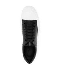 schwarze Leder niedrige Sneakers von Alexander McQueen