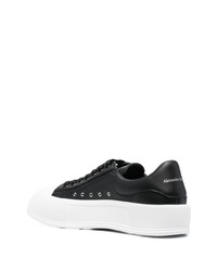 schwarze Leder niedrige Sneakers von Alexander McQueen