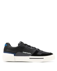 schwarze Leder niedrige Sneakers von Diesel