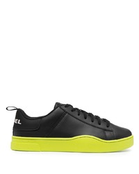 schwarze Leder niedrige Sneakers von Diesel