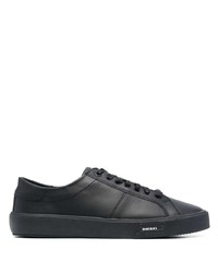 schwarze Leder niedrige Sneakers von Diesel