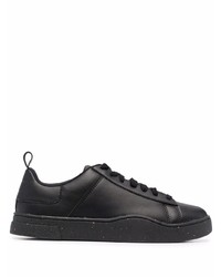 schwarze Leder niedrige Sneakers von Diesel