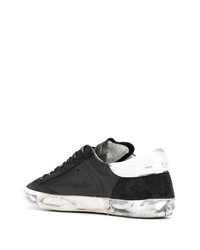 schwarze Leder niedrige Sneakers von Philippe Model Paris