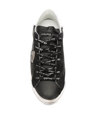 schwarze Leder niedrige Sneakers von Philippe Model Paris