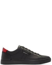 schwarze Leder niedrige Sneakers von Dolce & Gabbana