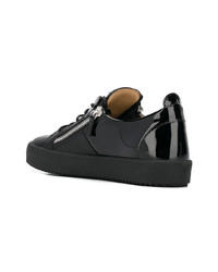 schwarze Leder niedrige Sneakers von Giuseppe Zanotti Design