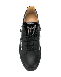 schwarze Leder niedrige Sneakers von Giuseppe Zanotti Design