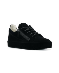 schwarze Leder niedrige Sneakers von Giuseppe Zanotti Design