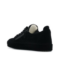 schwarze Leder niedrige Sneakers von Giuseppe Zanotti Design