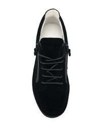 schwarze Leder niedrige Sneakers von Giuseppe Zanotti Design