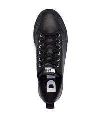 schwarze Leder niedrige Sneakers von Diesel