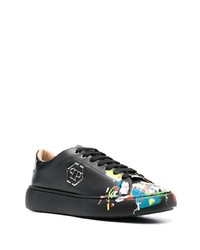 schwarze Leder niedrige Sneakers von Philipp Plein