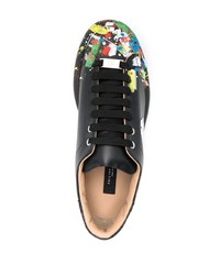 schwarze Leder niedrige Sneakers von Philipp Plein