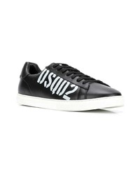 schwarze Leder niedrige Sneakers von DSQUARED2