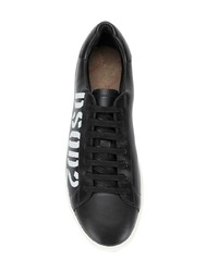 schwarze Leder niedrige Sneakers von DSQUARED2