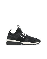 schwarze Leder niedrige Sneakers von DSQUARED2