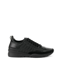 schwarze Leder niedrige Sneakers von DSQUARED2