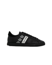 schwarze Leder niedrige Sneakers von DSQUARED2