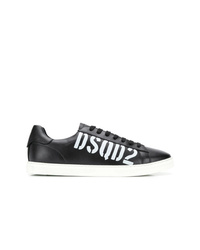 schwarze Leder niedrige Sneakers von DSQUARED2