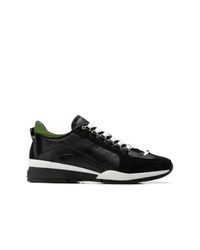 schwarze Leder niedrige Sneakers von DSQUARED2