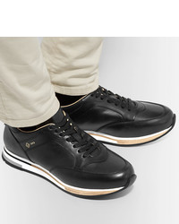 schwarze Leder niedrige Sneakers von Dunhill