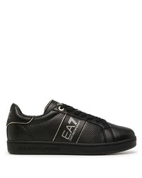 schwarze Leder niedrige Sneakers von Ea7 Emporio Armani