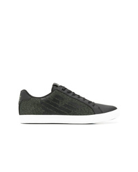 schwarze Leder niedrige Sneakers von Ea7 Emporio Armani