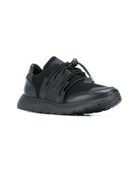 schwarze Leder niedrige Sneakers von Marcelo Burlon County of Milan
