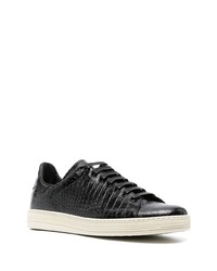 schwarze Leder niedrige Sneakers von Tom Ford