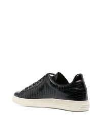 schwarze Leder niedrige Sneakers von Tom Ford