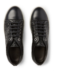 schwarze Leder niedrige Sneakers von Lanvin