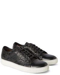 schwarze Leder niedrige Sneakers von Lanvin