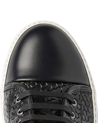 schwarze Leder niedrige Sneakers von Lanvin