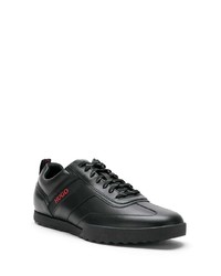 schwarze Leder niedrige Sneakers von Hugo