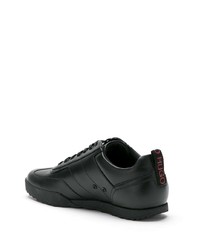 schwarze Leder niedrige Sneakers von Hugo