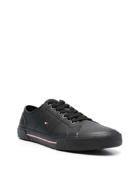 schwarze Leder niedrige Sneakers von Tommy Hilfiger