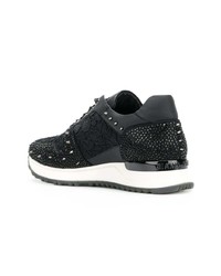 schwarze Leder niedrige Sneakers von Gianni Renzi