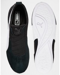 schwarze Leder niedrige Sneakers von Puma