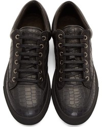 schwarze Leder niedrige Sneakers