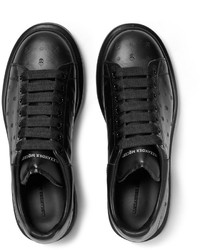 schwarze Leder niedrige Sneakers von Alexander McQueen