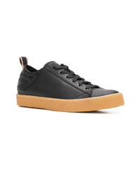 schwarze Leder niedrige Sneakers von Diesel