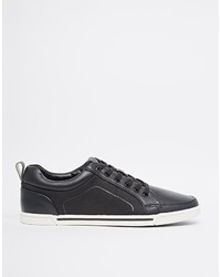 schwarze Leder niedrige Sneakers von Aldo