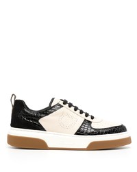 schwarze Leder niedrige Sneakers von Ferragamo