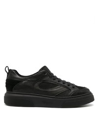 schwarze Leder niedrige Sneakers von Ferragamo