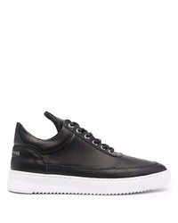 schwarze Leder niedrige Sneakers von Filling Pieces