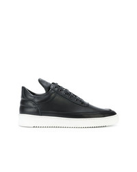 schwarze Leder niedrige Sneakers von Filling Pieces