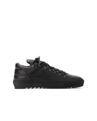 schwarze Leder niedrige Sneakers von Filling Pieces